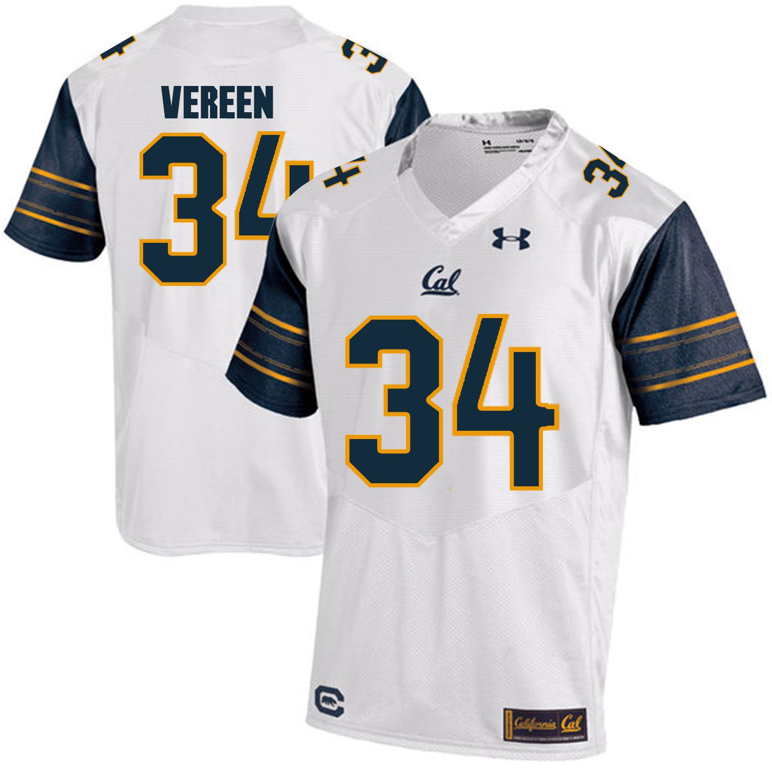 Men California Golden Bears #34 Shane Vereen White Customized NCAA Jerseys1->customized ncaa jersey->Custom Jersey
